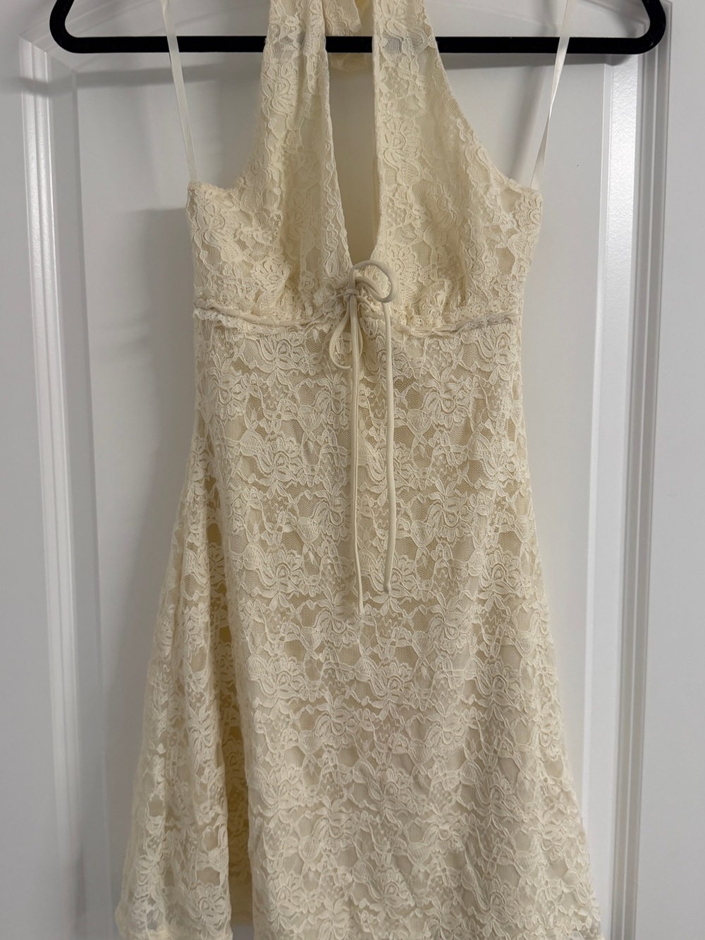 Windsor Cream Lace Halter Mini Dress